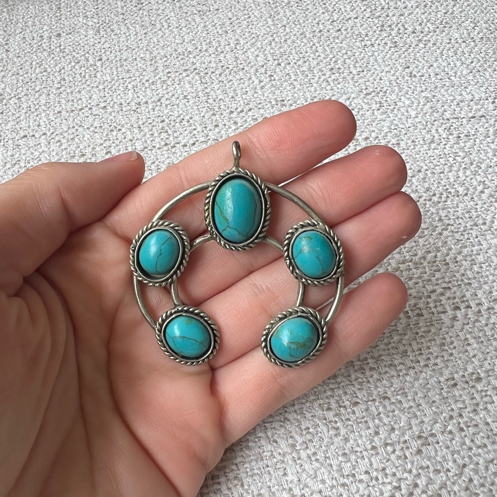Anthropologie Turquoise Silver Pendant